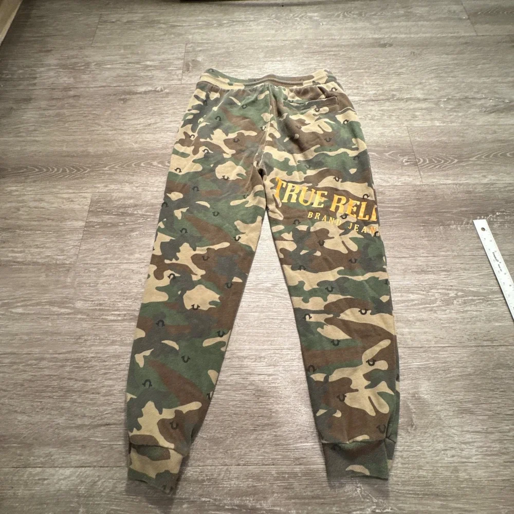 True Religion Joggers Adult 30 Camo Green Cotton Blend Logo Graphic 30x26 Lounge